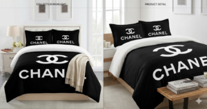 chanel bed set black with logo gift family