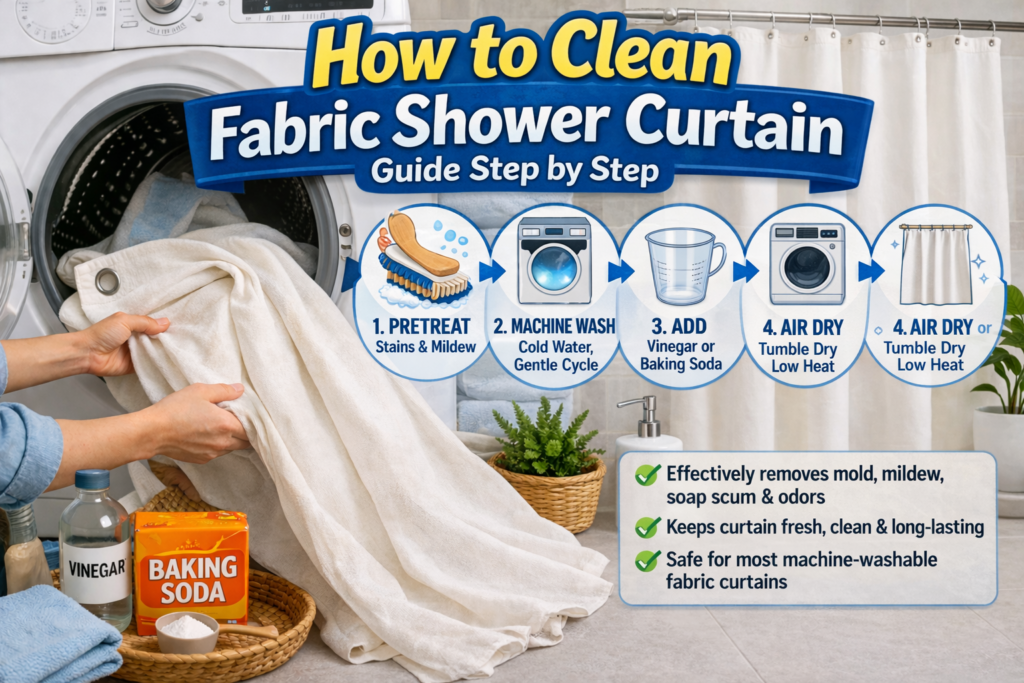 how to clean fabric shower curtain guide step by step