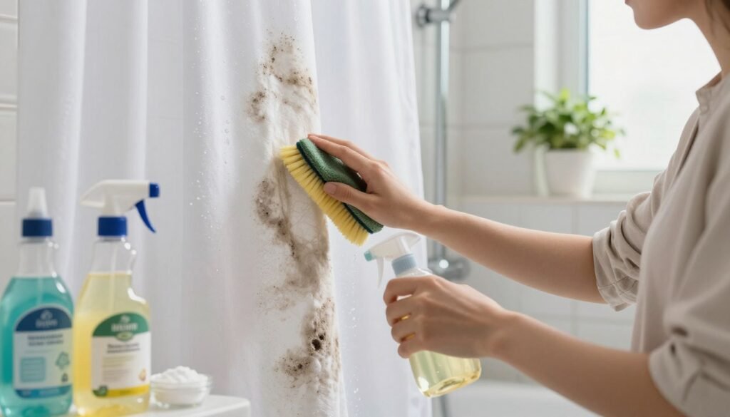 how to clean mold off shower curtain