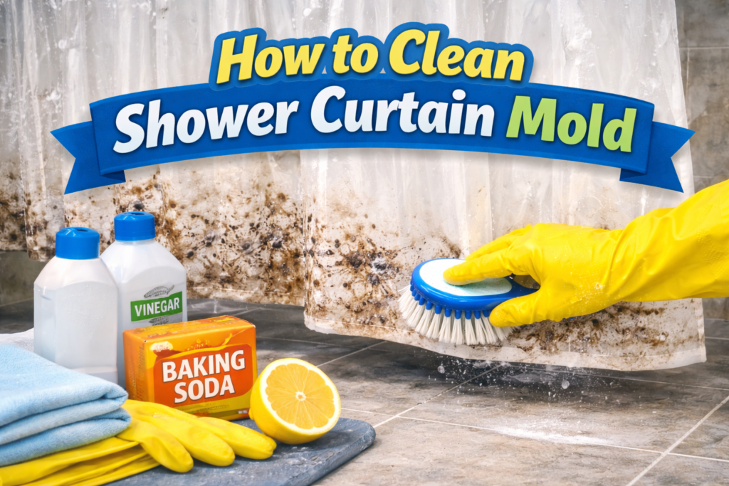 how to clean shower curtain mold Giude step by step